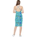 Green 50s Pattern Bodycon Cross Back Summer Dress View2