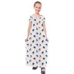 Blue Christmas Hats Kids  Short Sleeve Maxi Dress by SychEva