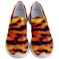 Red  Waves Abstract Series No5 Women s Lightweight Slip Ons by DimitriosArt