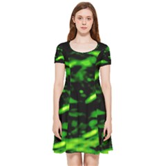 Green  Waves Abstract Series No3 Inside Out Cap Sleeve Dress by DimitriosArt