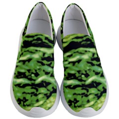 Green  Waves Abstract Series No11 Women s Lightweight Slip Ons by DimitriosArt