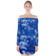 Light Reflections Abstract No2 Long Sleeve Off Shoulder Dress by DimitriosArt