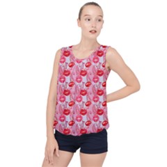 Rose Lips Bubble Hem Chiffon Tank Top by Sparkle