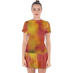 Flower Abstract Drop Hem Mini Chiffon Dress by DimitriosArt