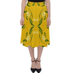 Floral Folk Damask Pattern Fantasy Flowers Floral Geometric Fantasy Classic Midi Skirt by Eskimos