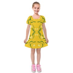 Floral Folk Damask Pattern Fantasy Flowers Floral Geometric Fantasy Kids  Short Sleeve Velvet Dress by Eskimos