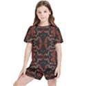 Floral folk damask pattern Fantasy flowers Floral geometric fantasy Kids  Tee and Sports Shorts Set View1