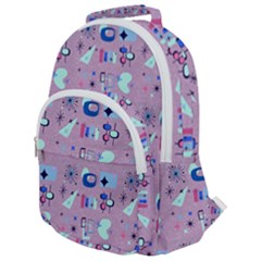 50s Diner Print Pink Rounded Multi Pocket Backpack by NerdySparkleGoth