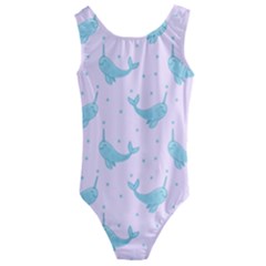 Narwales Stars  Pattern Pink Kids  Cut-out Back One Piece Swimsuit by Littlebird