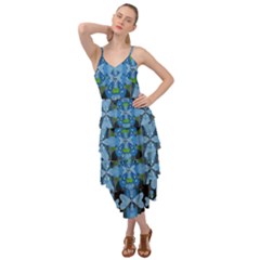 Rare Excotic Blue Flowers In The Forest Of Calm And Peace Layered Bottom Dress by pepitasart