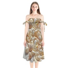 Sea-shells Bg Shoulder Tie Bardot Midi Dress by SomethingForEveryone