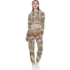 Sea-shells Bg Cropped Zip Up Lounge Set by SomethingForEveryone