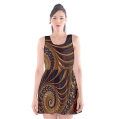 Shell Fractal In Brown Scoop Neck Skater Dress by SomethingForEveryone