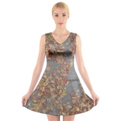 Sidewalk Leaves V-neck Sleeveless Dress by SomethingForEveryone