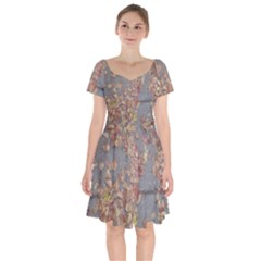 Sidewalk Leaves Short Sleeve Bardot Dress by SomethingForEveryone