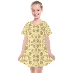 Floral Folk Damask Pattern Fantasy Flowers Floral Geometric Fantasy Kids  Smock Dress by Eskimos