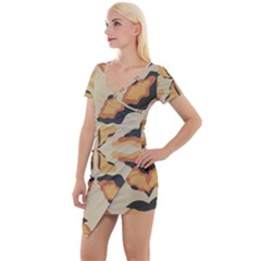 Abstract Pattern Geometric Backgrounds  Abstract Geometric  Short Sleeve Asymmetric Mini Dress by Eskimos