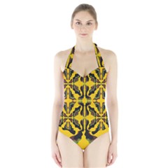 Abstract Pattern Geometric Backgrounds  Abstract Geometric Design    Halter Swimsuit by Eskimos