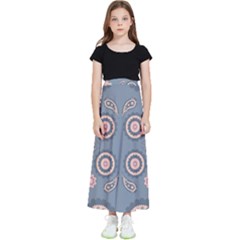 Floral Folk Damask Pattern Fantasy Flowers Floral Geometric Fantasy Kids  Flared Maxi Skirt by Eskimos