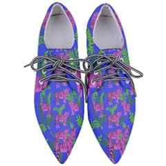 Pink Tigers On A Blue Background Pointed Oxford Shoes by SychEva