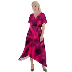 Purple Abstract Stars Cross Front Sharkbite Hem Maxi Dress by DimitriosArt