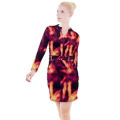 Lava Abstract Stars Button Long Sleeve Dress by DimitriosArt