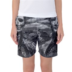 Bw Creepy Fantasy Scene Artwork Women s Basketball Shorts by dflcprintsclothing