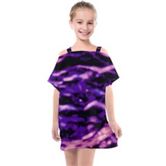 Purple  Waves Abstract Series No1 Kids  One Piece Chiffon Dress by DimitriosArt