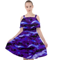 Purple  Waves Abstract Series No2 Cut Out Shoulders Chiffon Dress by DimitriosArt