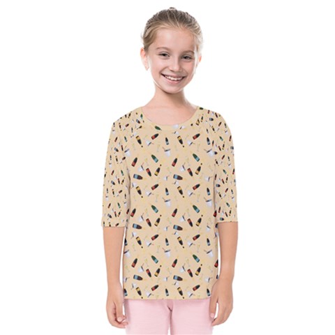 Festive Champagne Kids  Quarter Sleeve Raglan Tee by SychEva