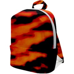 Red  Waves Abstract Series No13 Zip Up Backpack by DimitriosArt