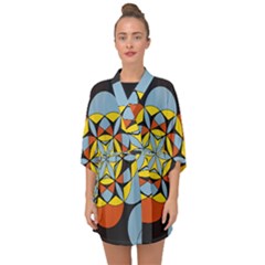 Abstract Pattern Geometric Backgrounds   Half Sleeve Chiffon Kimono by Eskimos