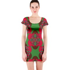 Abstract Pattern Geometric Backgrounds   Short Sleeve Bodycon Dress by Eskimos