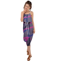 3d Lovely Geo Lines Waist Tie Cover Up Chiffon Dress by Uniqued