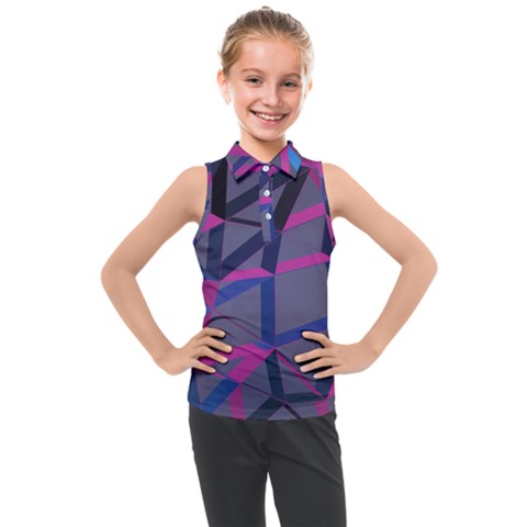 3d Lovely Geo Lines Kids  Sleeveless Polo Tee by Uniqued