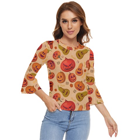 Pumpkin Muzzles Bell Sleeve Top by SychEva