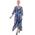 3d Lovely Geo Lines 2 Quarter Sleeve Wrap Front Maxi Dress View1