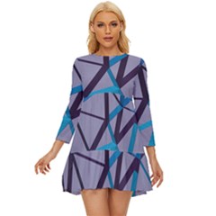 3d Lovely Geo Lines 2 Long Sleeve Babydoll Dress by Uniqued