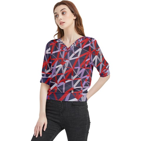 3d Lovely Geo Lines Vii Quarter Sleeve Blouse by Uniqued