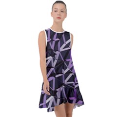 3d Lovely Geo Lines Vi Frill Swing Dress by Uniqued