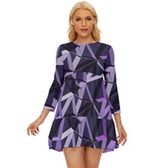 3d Lovely Geo Lines Vi Long Sleeve Babydoll Dress by Uniqued