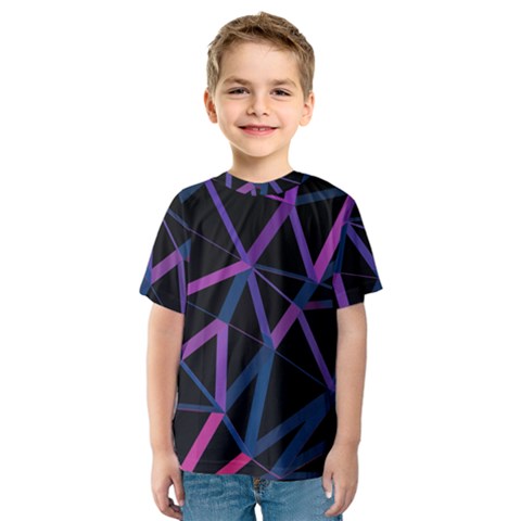 3d Lovely Geo Lines  V Kids  Sport Mesh Tee by Uniqued