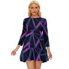 3d Lovely Geo Lines  V Long Sleeve Babydoll Dress by Uniqued