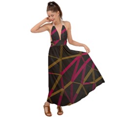 3d Lovely Geo Lines Xi Backless Maxi Beach Dress by Uniqued