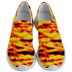 Red  Waves Abstract Series No16 Women s Lightweight Slip Ons by DimitriosArt