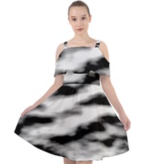 Black Waves Abstract Series No 2 Cut Out Shoulders Chiffon Dress by DimitriosArt