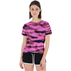 Pink  Waves Abstract Series No1 Open Back Sport Tee by DimitriosArt