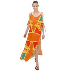 Abstract Pattern Geometric Backgrounds   Maxi Chiffon Cover Up Dress by Eskimos