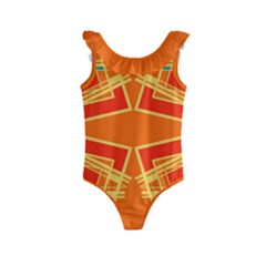 Abstract Pattern Geometric Backgrounds   Kids  Frill Swimsuit by Eskimos