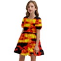 Red  Waves Abstract Series No17 Kids  Short Sleeve Dolly Dress View2